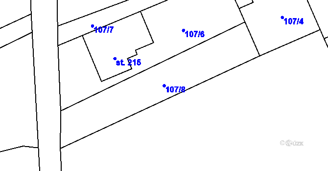 Parcela st. 107/8 v KÚ Nošovice, Katastrální mapa