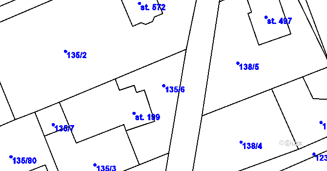 Parcela st. 135/6 v KÚ Nošovice, Katastrální mapa