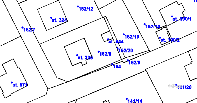 Parcela st. 162/8 v KÚ Nošovice, Katastrální mapa