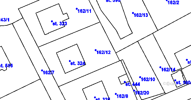 Parcela st. 162/12 v KÚ Nošovice, Katastrální mapa