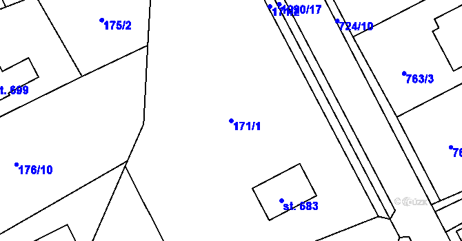 Parcela st. 171/1 v KÚ Nošovice, Katastrální mapa