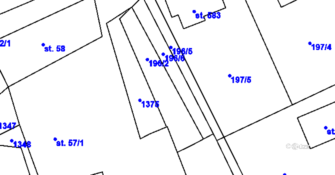 Parcela st. 196/2 v KÚ Nošovice, Katastrální mapa
