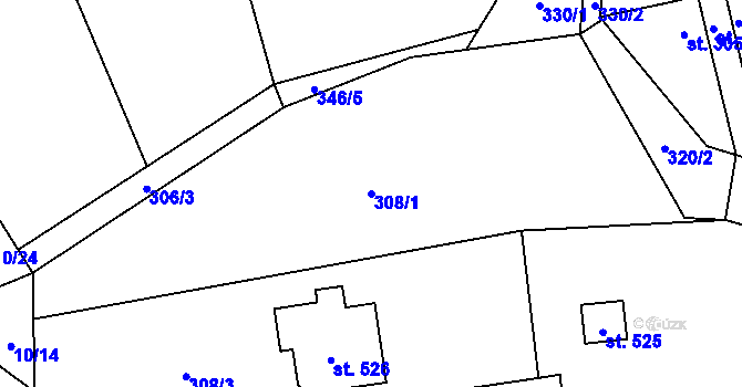 Parcela st. 308/1 v KÚ Nošovice, Katastrální mapa