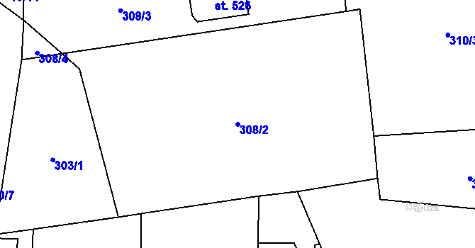Parcela st. 308/2 v KÚ Nošovice, Katastrální mapa