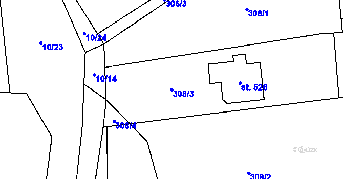 Parcela st. 308/3 v KÚ Nošovice, Katastrální mapa