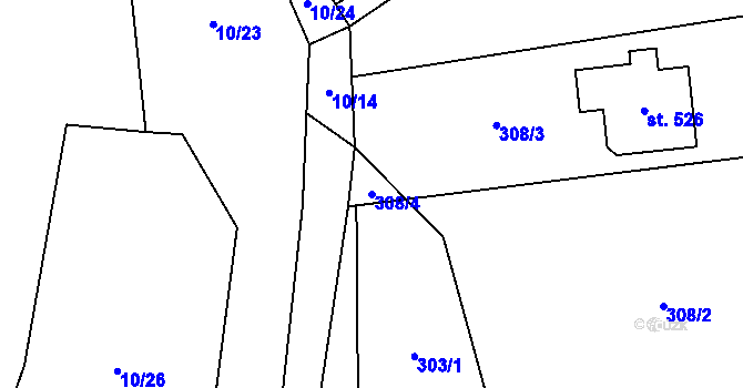 Parcela st. 308/4 v KÚ Nošovice, Katastrální mapa