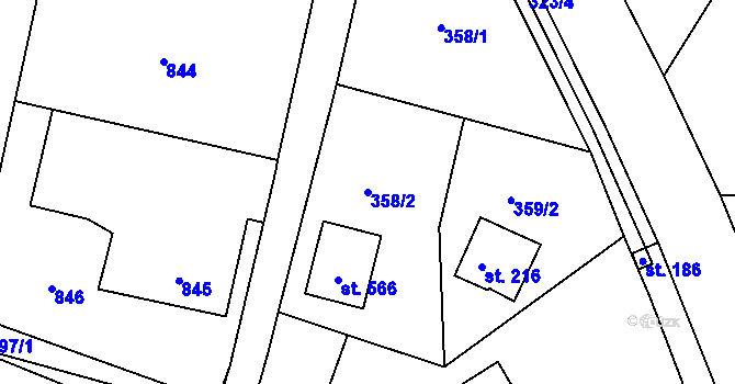 Parcela st. 358/2 v KÚ Nošovice, Katastrální mapa