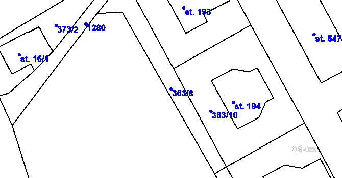 Parcela st. 363/8 v KÚ Nošovice, Katastrální mapa
