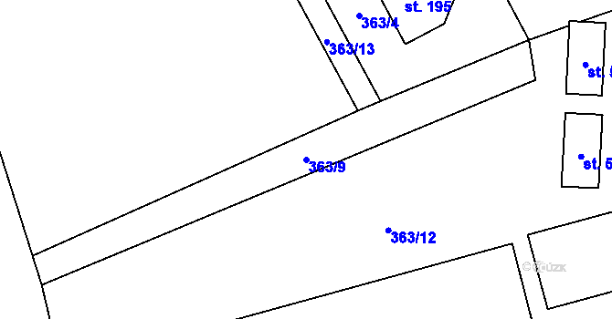 Parcela st. 363/9 v KÚ Nošovice, Katastrální mapa