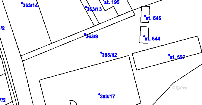 Parcela st. 363/12 v KÚ Nošovice, Katastrální mapa