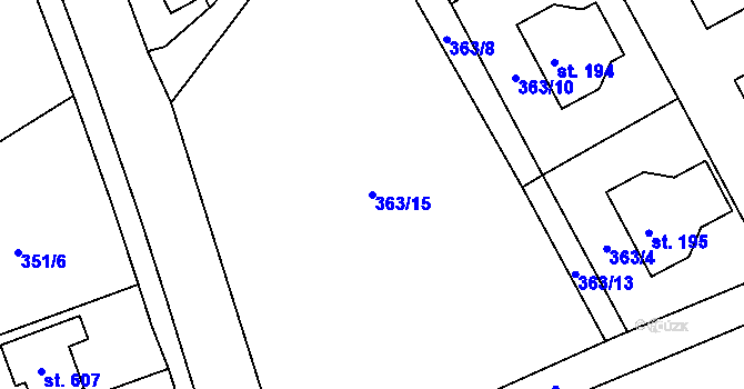 Parcela st. 363/15 v KÚ Nošovice, Katastrální mapa
