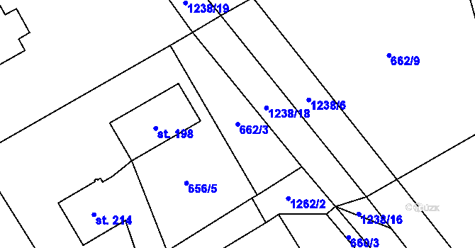 Parcela st. 662/3 v KÚ Nošovice, Katastrální mapa