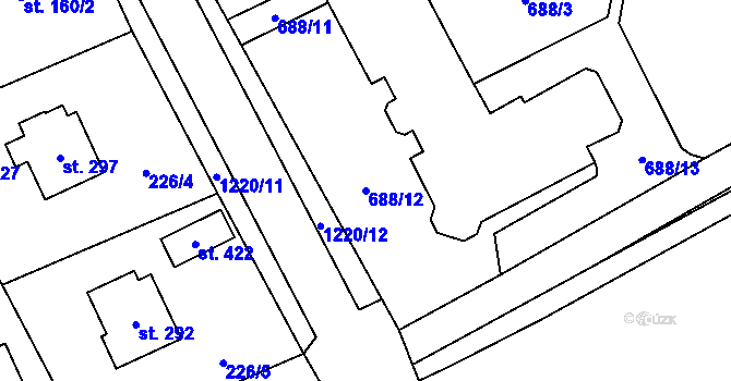 Parcela st. 688/12 v KÚ Nošovice, Katastrální mapa