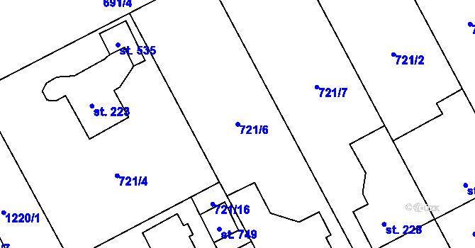 Parcela st. 721/6 v KÚ Nošovice, Katastrální mapa