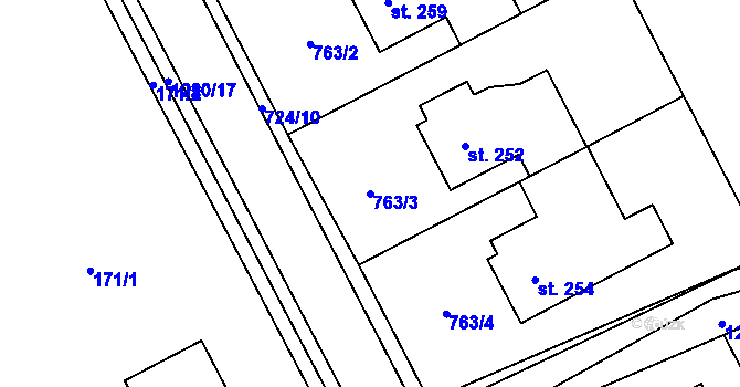 Parcela st. 763/3 v KÚ Nošovice, Katastrální mapa
