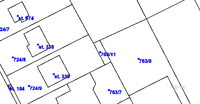 Parcela st. 763/11 v KÚ Nošovice, Katastrální mapa