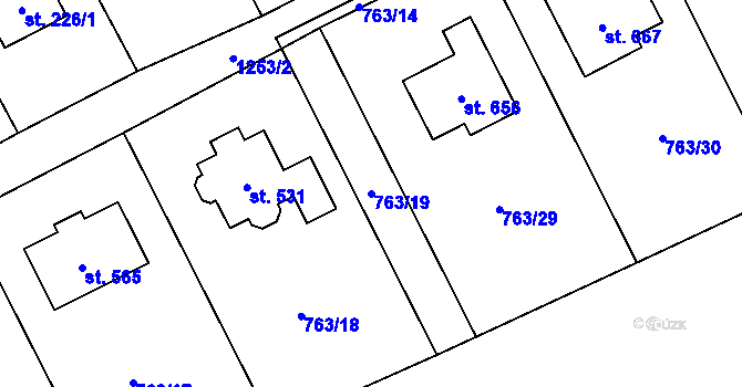 Parcela st. 763/19 v KÚ Nošovice, Katastrální mapa