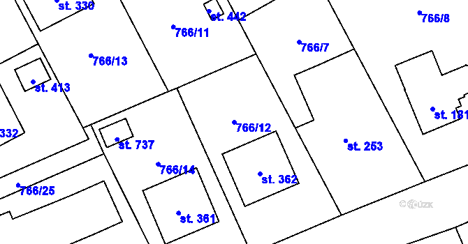 Parcela st. 766/12 v KÚ Nošovice, Katastrální mapa