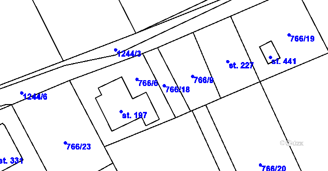 Parcela st. 766/18 v KÚ Nošovice, Katastrální mapa