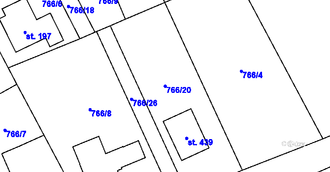 Parcela st. 766/20 v KÚ Nošovice, Katastrální mapa