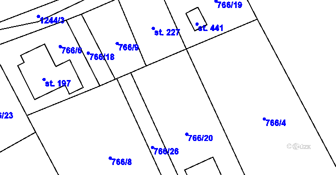 Parcela st. 766/21 v KÚ Nošovice, Katastrální mapa