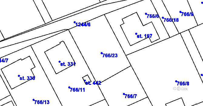 Parcela st. 766/23 v KÚ Nošovice, Katastrální mapa