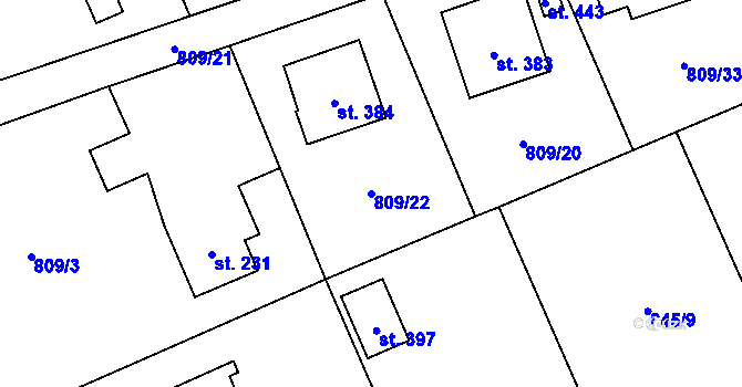 Parcela st. 809/22 v KÚ Nošovice, Katastrální mapa
