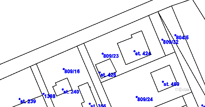 Parcela st. 809/23 v KÚ Nošovice, Katastrální mapa