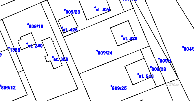 Parcela st. 809/24 v KÚ Nošovice, Katastrální mapa