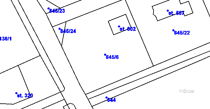 Parcela st. 845/6 v KÚ Nošovice, Katastrální mapa