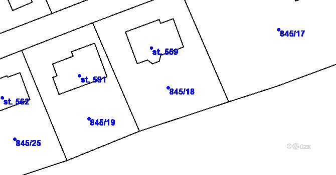 Parcela st. 845/18 v KÚ Nošovice, Katastrální mapa