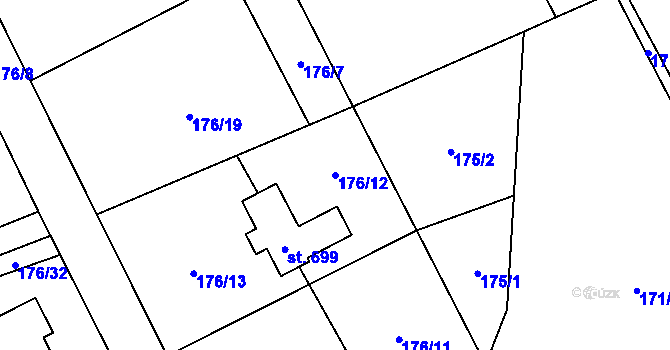 Parcela st. 176/12 v KÚ Nošovice, Katastrální mapa