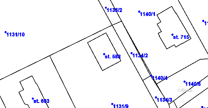 Parcela st. 588 v KÚ Nošovice, Katastrální mapa