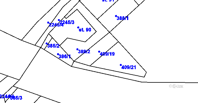 Parcela st. 409/19 v KÚ Nošovice, Katastrální mapa