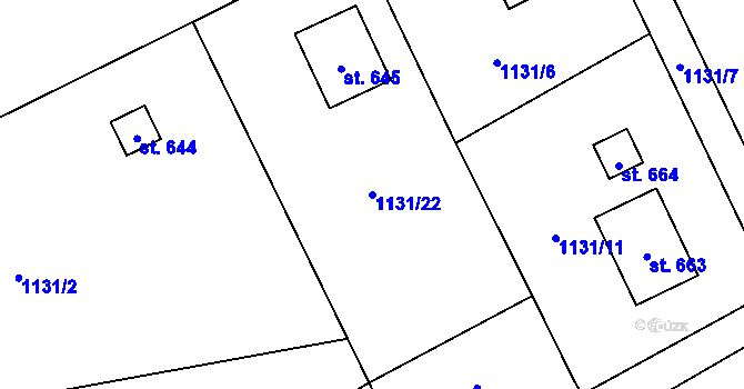 Parcela st. 1131/22 v KÚ Nošovice, Katastrální mapa
