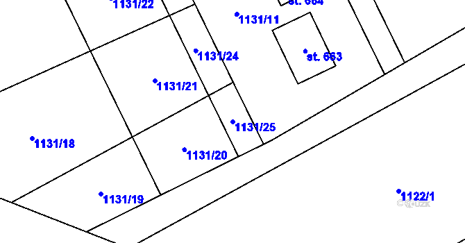 Parcela st. 1131/25 v KÚ Nošovice, Katastrální mapa