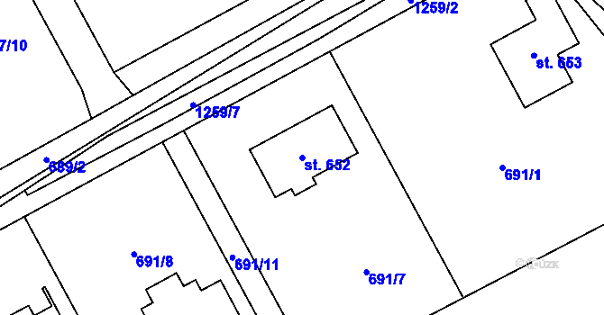 Parcela st. 652 v KÚ Nošovice, Katastrální mapa
