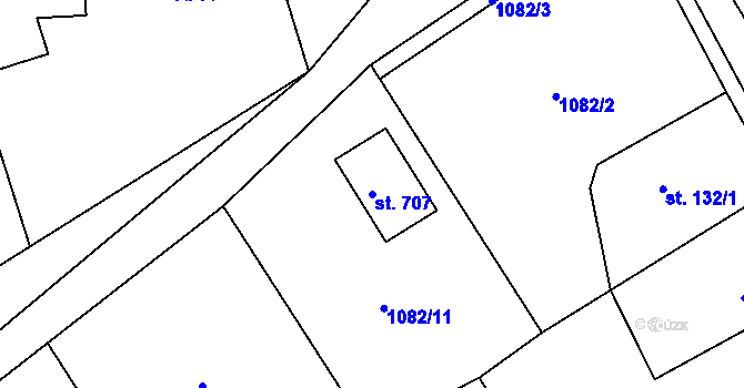Parcela st. 707 v KÚ Nošovice, Katastrální mapa
