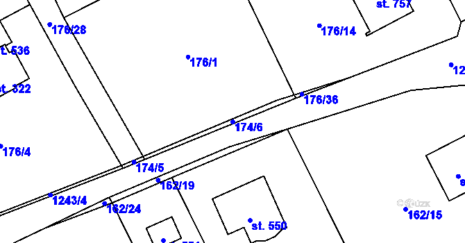 Parcela st. 174/6 v KÚ Nošovice, Katastrální mapa
