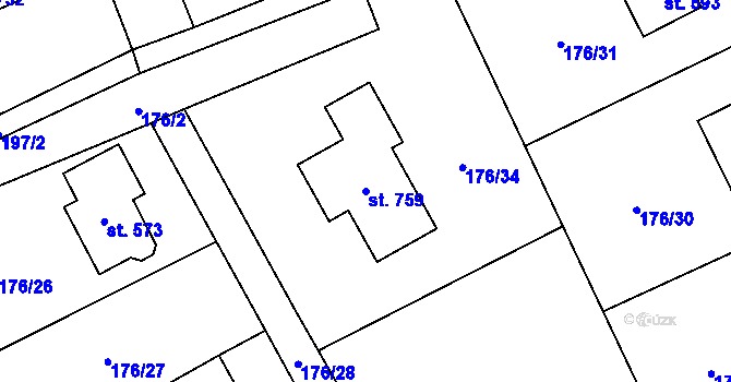 Parcela st. 759 v KÚ Nošovice, Katastrální mapa
