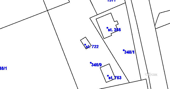 Parcela st. 722 v KÚ Nošovice, Katastrální mapa