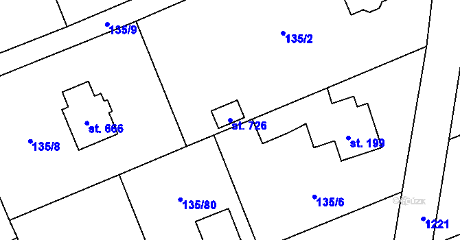 Parcela st. 726 v KÚ Nošovice, Katastrální mapa