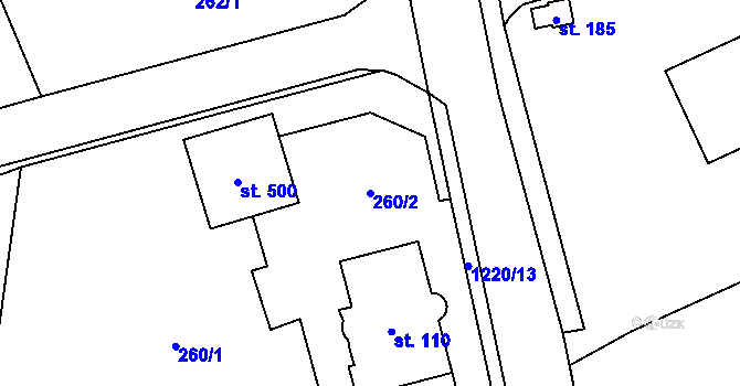 Parcela st. 260/2 v KÚ Nošovice, Katastrální mapa