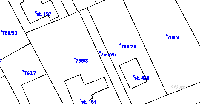 Parcela st. 766/26 v KÚ Nošovice, Katastrální mapa