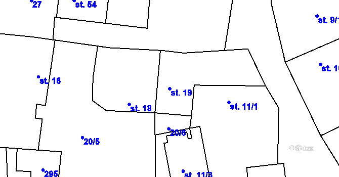 Parcela st. 19 v KÚ Nouzov u Dymokur, Katastrální mapa