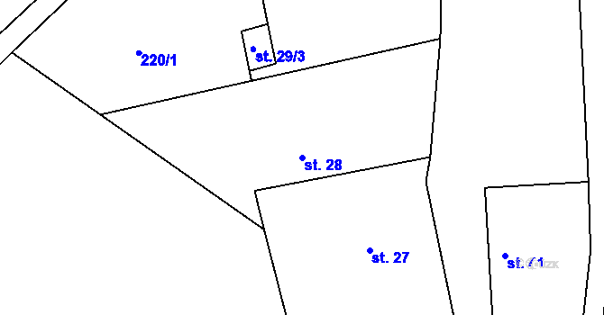 Parcela st. 28 v KÚ Nouzov u Dymokur, Katastrální mapa