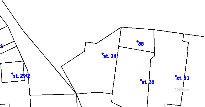 Parcela st. 31 v KÚ Nouzov u Dymokur, Katastrální mapa