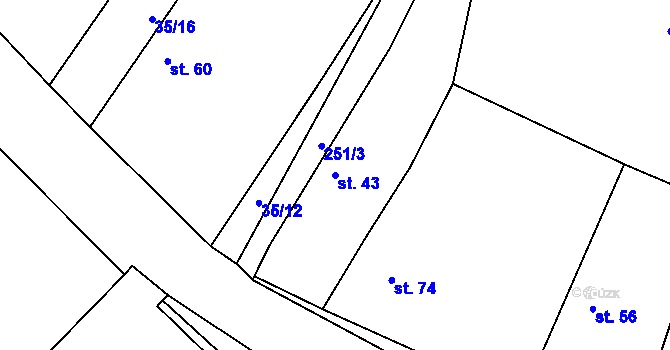 Parcela st. 43 v KÚ Nouzov u Dymokur, Katastrální mapa