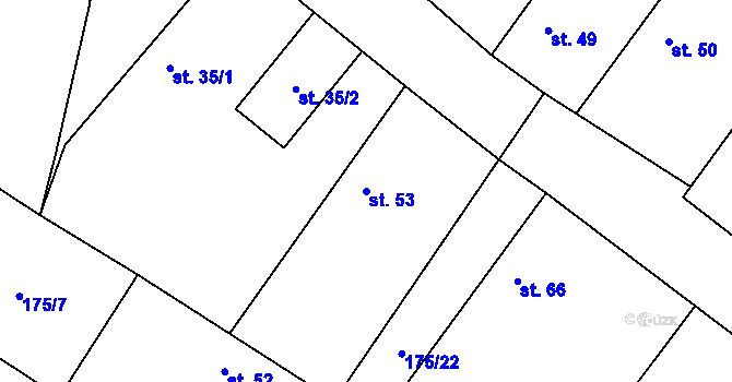 Parcela st. 53 v KÚ Nouzov u Dymokur, Katastrální mapa