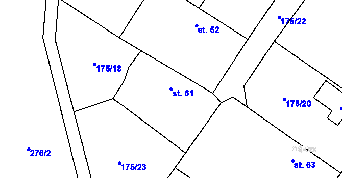 Parcela st. 61 v KÚ Nouzov u Dymokur, Katastrální mapa
